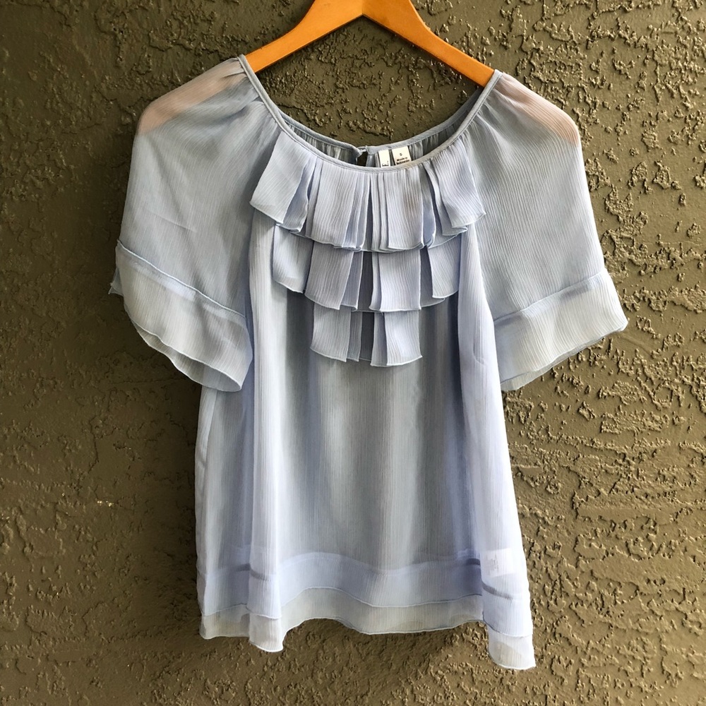 Light blue lightweight ruffle top